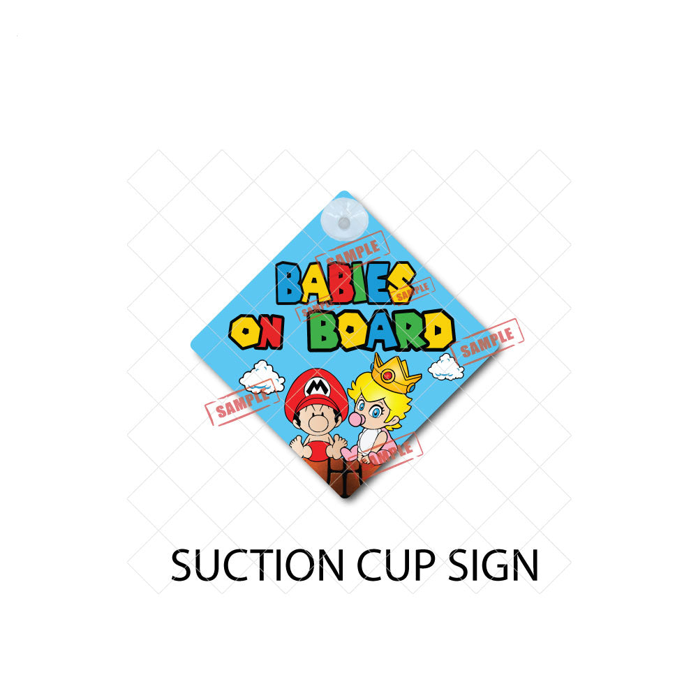 Baby Mario & Peach | Baby on Board | Suction Cup Sign, Magnet OR Vinyl Decal Sticker