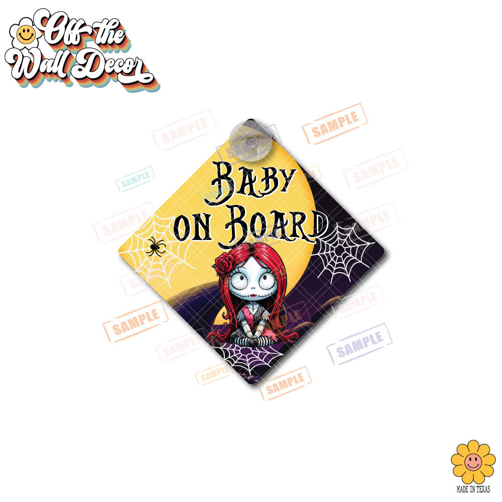 Sally Halloween | Baby on Board | Suction Cup Sign, Magnet OR Vinyl Decal Sticker