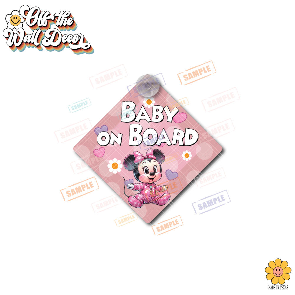 Baby Minnie | Baby on Board | Suction Cup Sign, Magnet OR Vinyl Decal Sticker