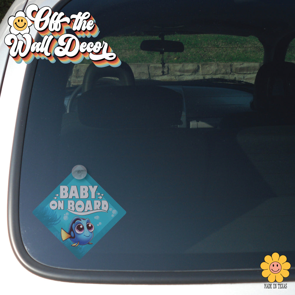 Baby Surgeon Fish Dory | Baby on Board | Suction Cup Sign, Magnet OR Vinyl Decal Sticker