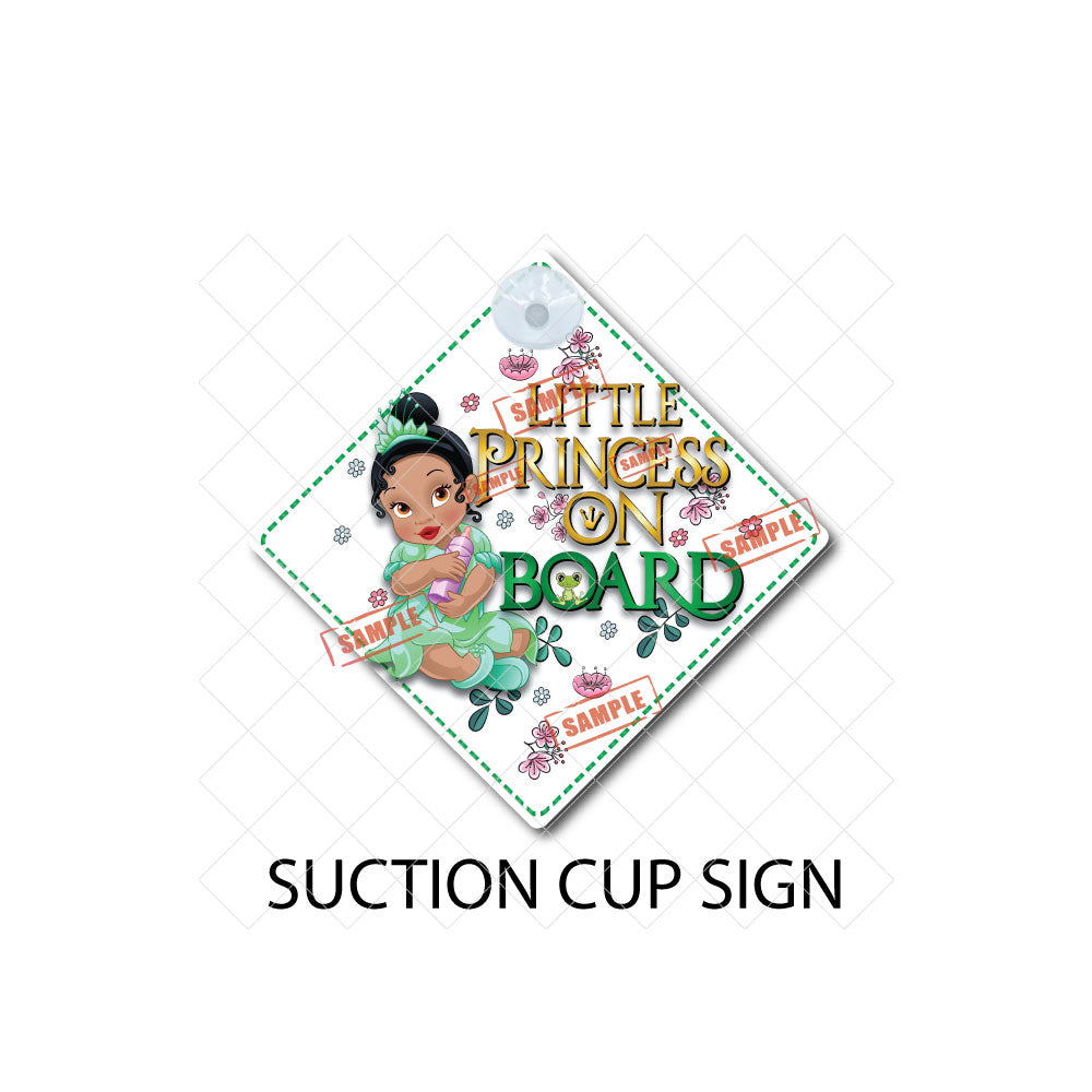 Baby Princess Tiana | Baby on Board | Suction Cup Sign, Magnet OR Vinyl Decal Sticker