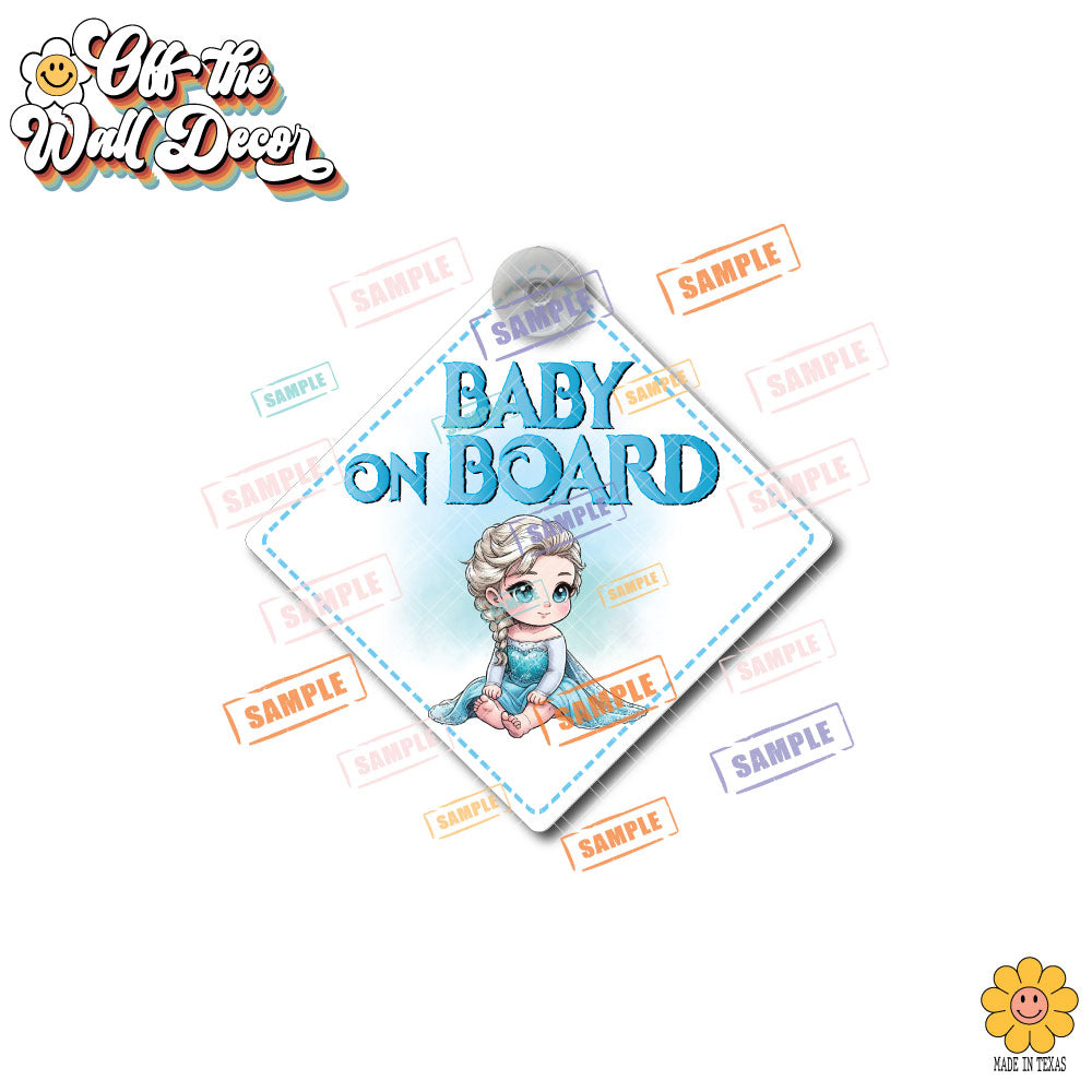 Little Princess Elsa | Baby on Board | Suction Cup Sign, Magnet OR Vinyl Decal Sticker