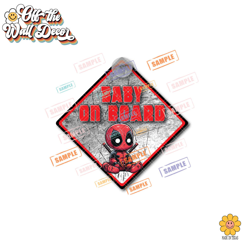 Baby DeadPool | Baby on Board | Suction Cup Sign, Magnet OR Vinyl Decal Sticker