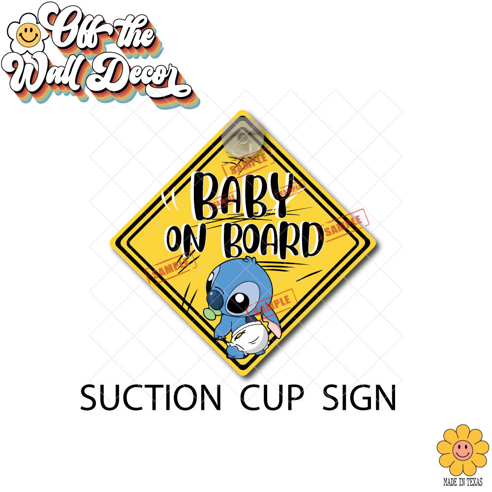 Baby Stitch | Baby on Board | Suction Cup Sign, Magnet OR Vinyl Decal Sticker