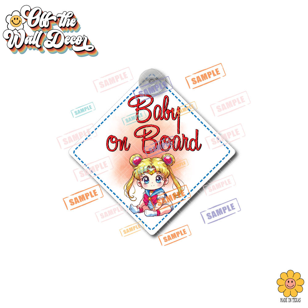 Little Sailor Moon | Baby on Board | Suction Cup Sign, Magnet OR Vinyl Decal Sticker