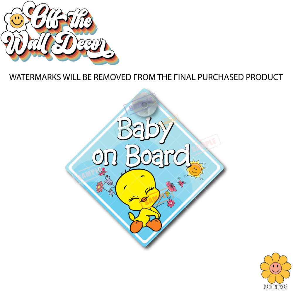 Baby Tweety Bird | Baby on Board | Suction Cup Sign, Magnet OR Vinyl Decal Sticker