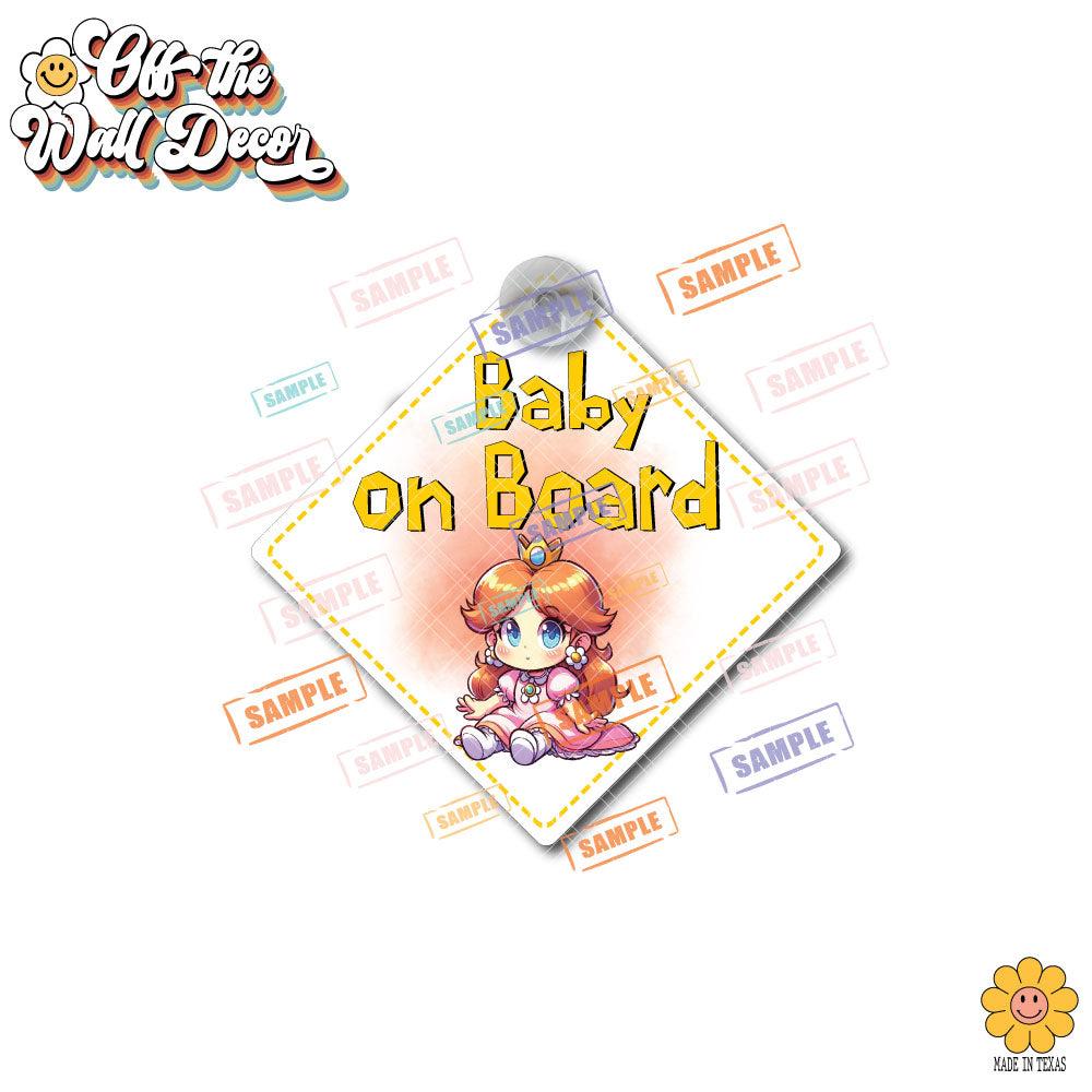 Baby Princess Daisy | Baby on Board | Suction Cup Sign, Magnet OR Vinyl Decal Sticker