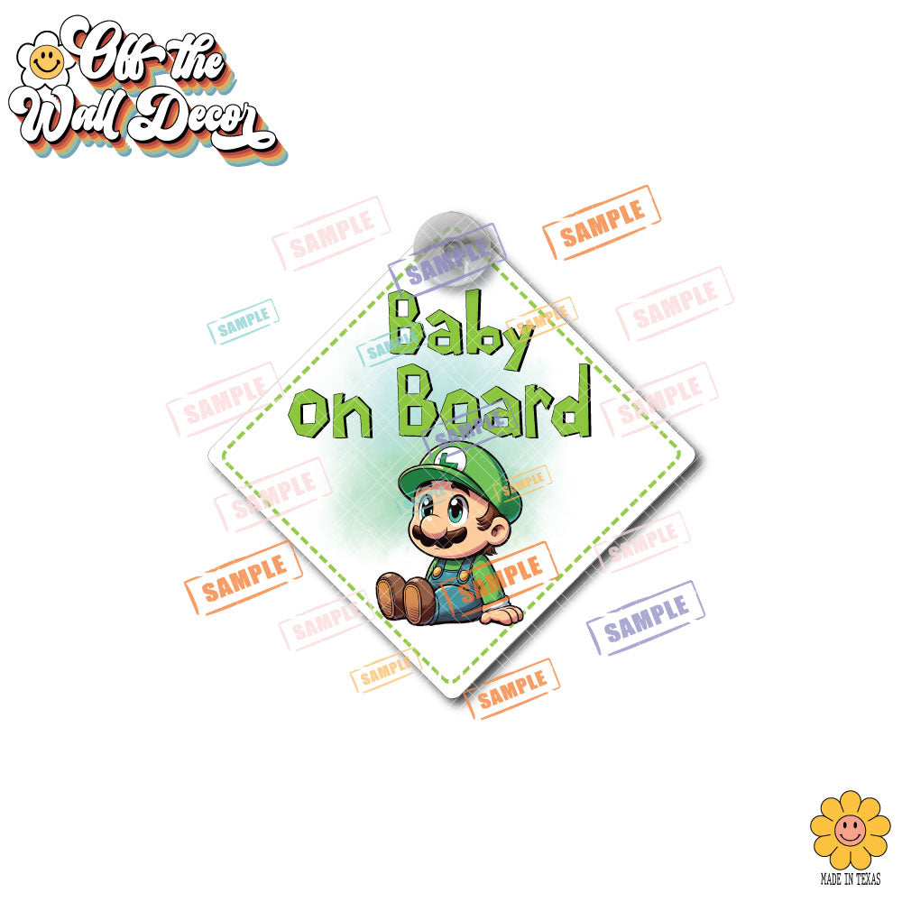 Baby Luigi | Baby on Board | Suction Cup Sign, Magnet OR Vinyl Decal Sticker