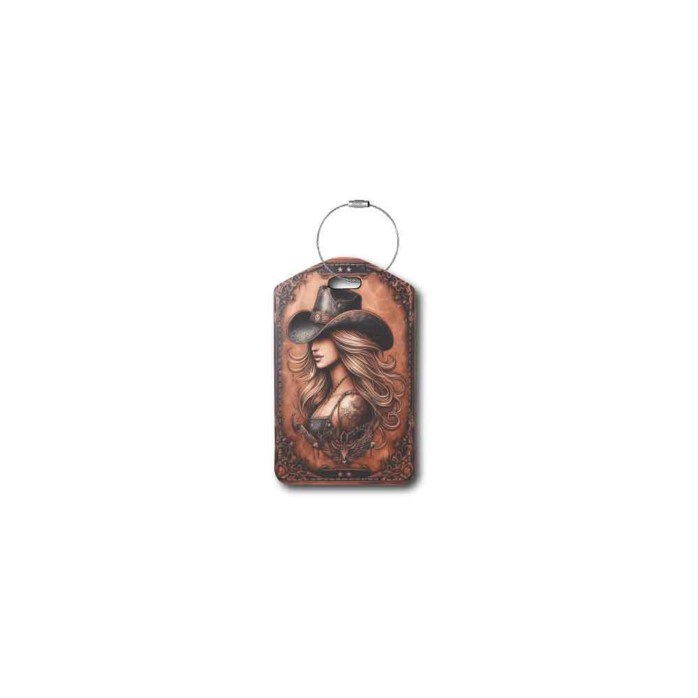 Distressed Leather Look Cowgirl | Passport Holder & Luggage Tag
