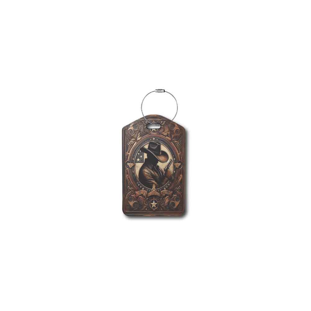 Distressed Leather Look Cowboy | Passport Holder & Luggage Tag