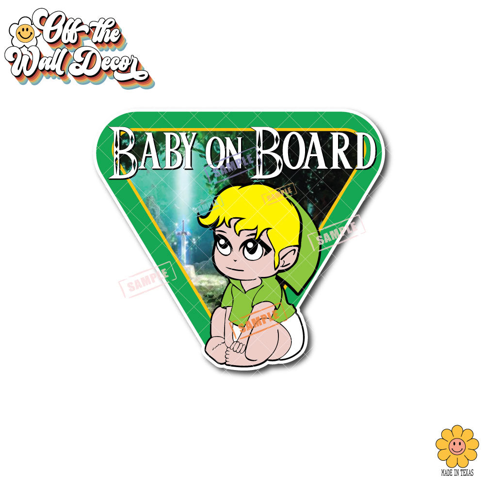 Link | Baby on Board | Suction Cup Sign, Magnet OR Vinyl Decal Sticker