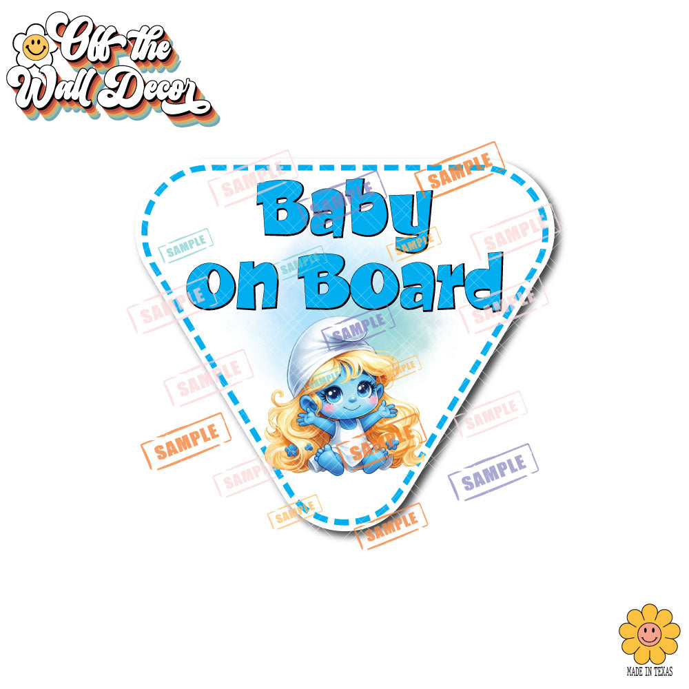 Little Smurfette | Baby on Board | Suction Cup Sign, Magnet OR Vinyl Decal Sticker