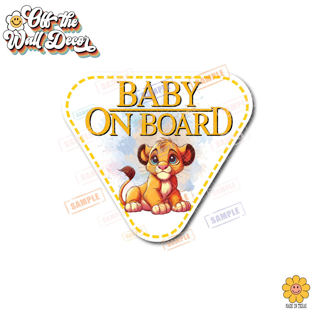 Simba | Baby on Board | Suction Cup Sign, Magnet OR Vinyl Decal Sticker