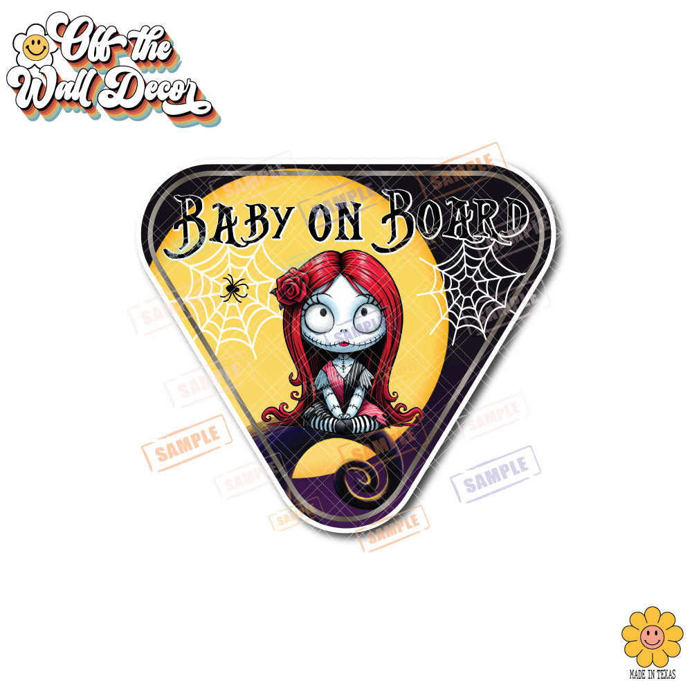Sally Halloween | Baby on Board | Suction Cup Sign, Magnet OR Vinyl Decal Sticker