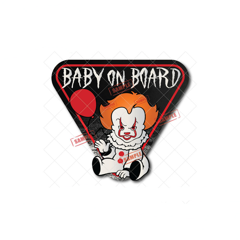 Scary Clown | Baby on Board | Suction Cup Sign, Magnet OR Vinyl Decal Sticker