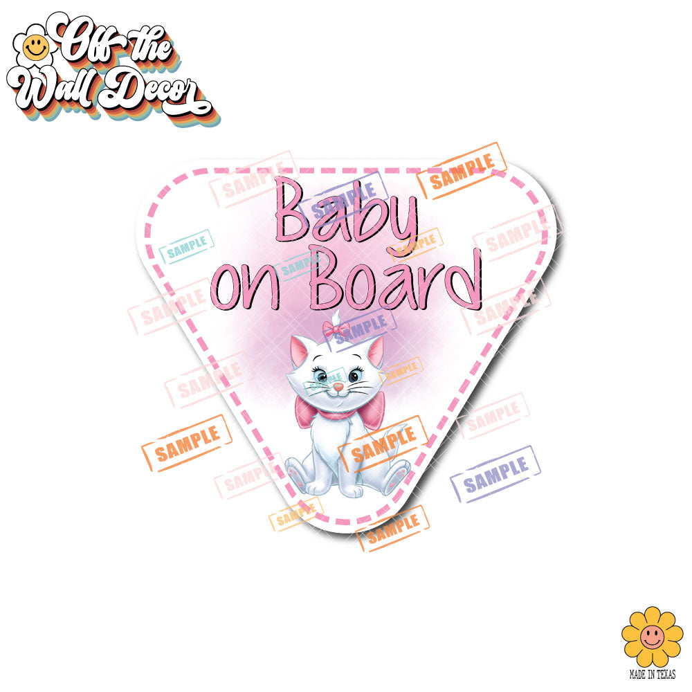 Marie Kitty | Baby on Board | Suction Cup Sign, Magnet OR Vinyl Decal Sticker