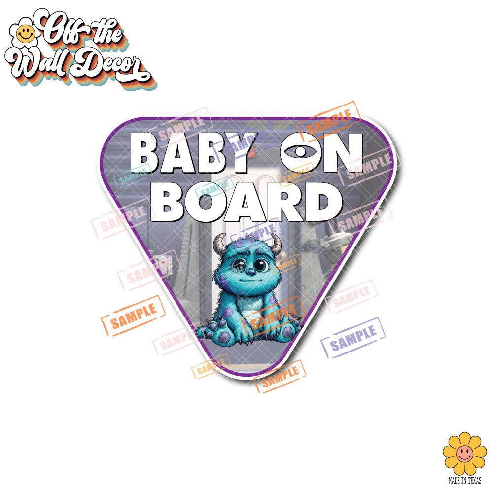 Baby Sully Monster | Baby on Board | Suction Cup Sign, Magnet OR Vinyl Decal Sticker