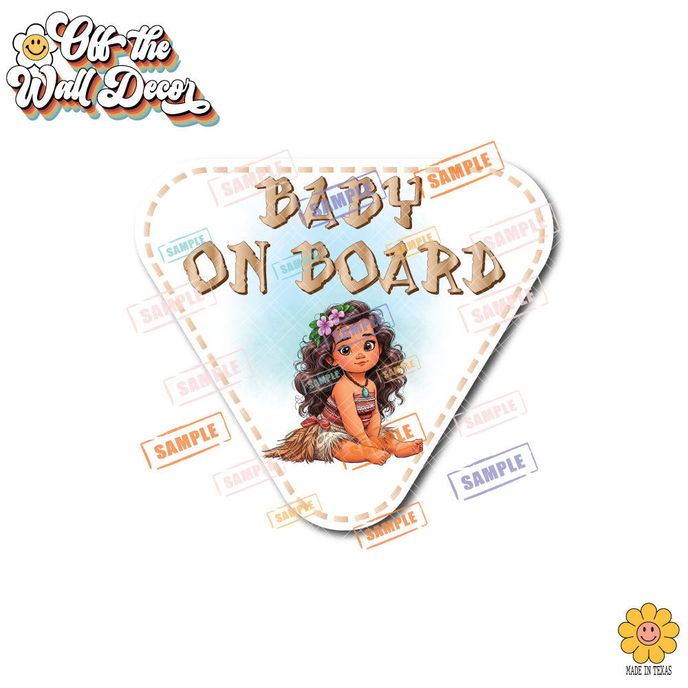 Moana Hawaiian Princess | Baby on Board | Suction Cup Sign, Magnet OR Vinyl Decal Sticker