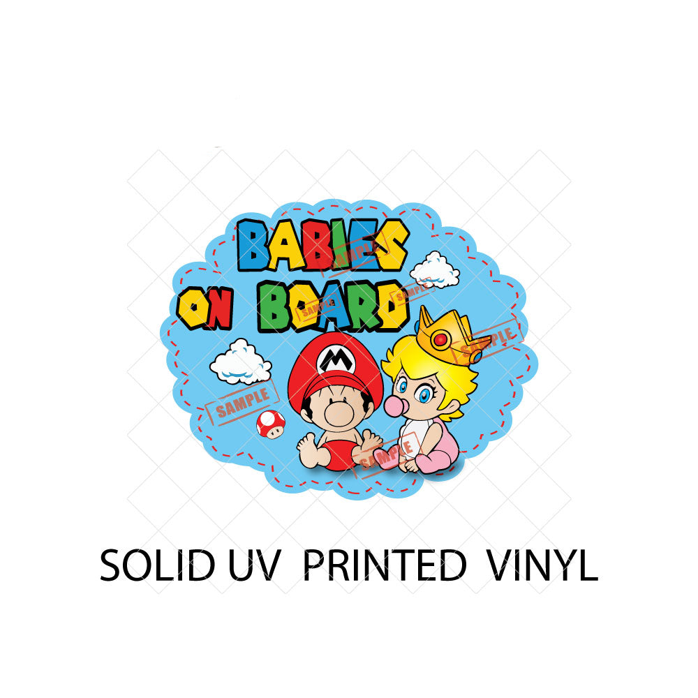 Baby Mario & Peach | Baby on Board | Suction Cup Sign, Magnet OR Vinyl Decal Sticker