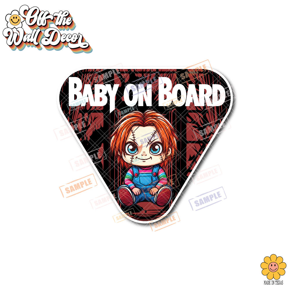 Character Chucky | Baby on Board | Suction Cup Sign, Magnet OR Vinyl Decal Sticker