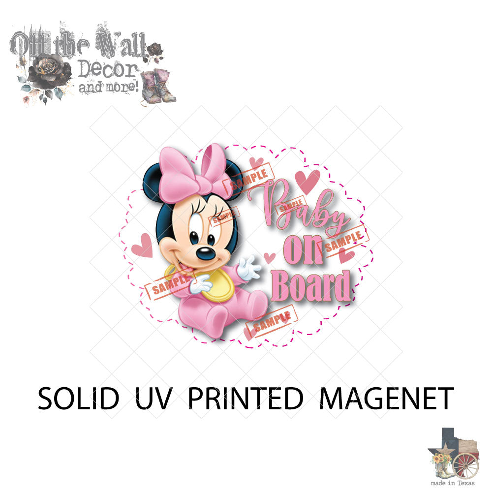 Baby Minnie | Baby on Board | Suction Cup Sign, Magnet OR Vinyl Decal Sticker