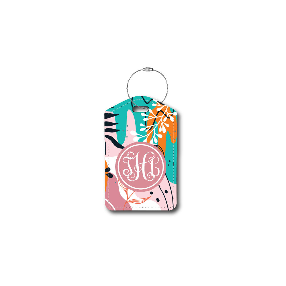 Monogram | Pink Leaf Boho | Passport Holder & Luggage Tag