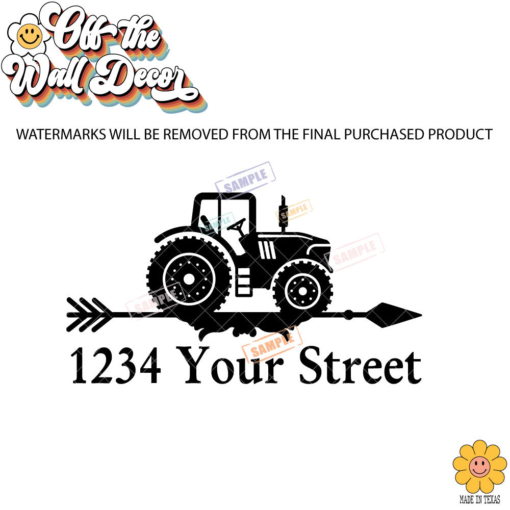 Tractor | Personalized Mailbox Address Decal - Customized Vinyl Sticker for Mailboxes Outdoor