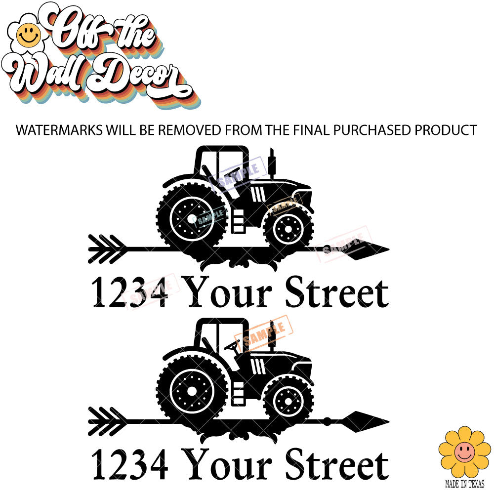 Tractor | Personalized Mailbox Address Decal - Customized Vinyl Sticker for Mailboxes Outdoor