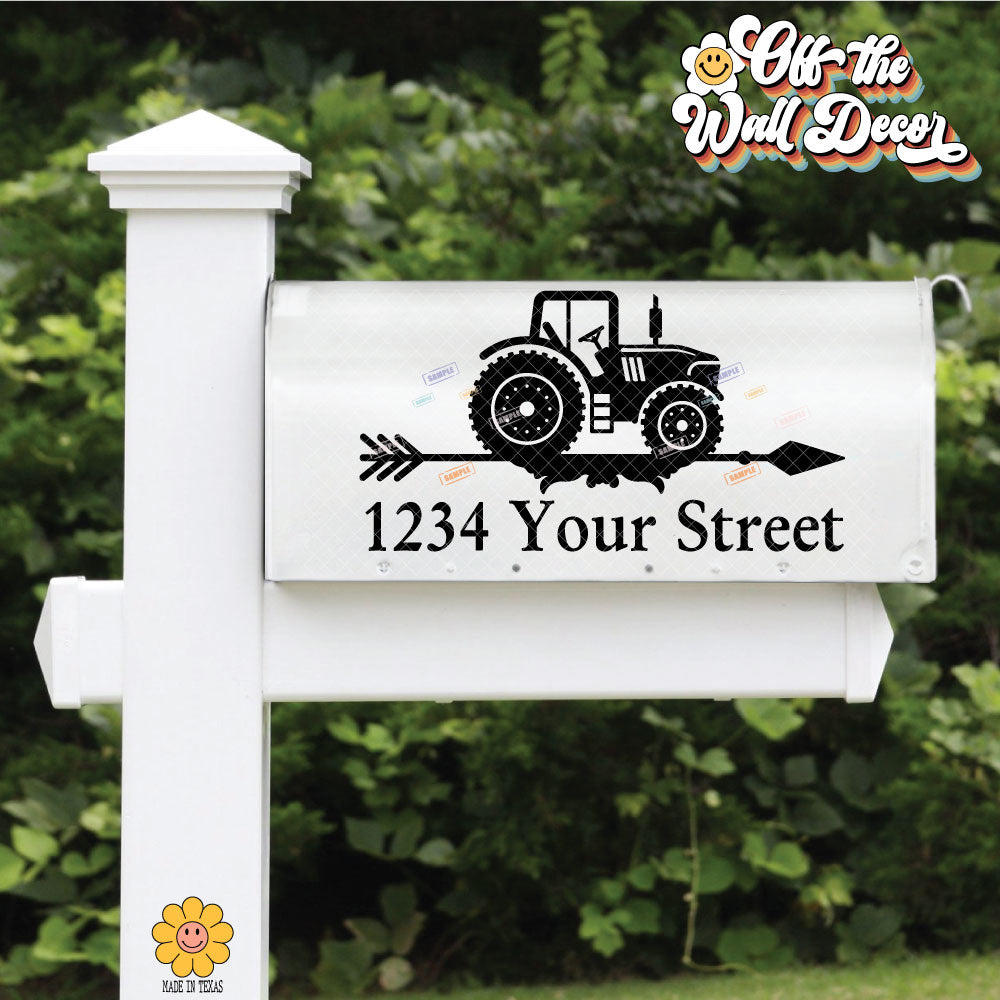 Tractor | Personalized Mailbox Address Decal - Customized Vinyl Sticker for Mailboxes Outdoor