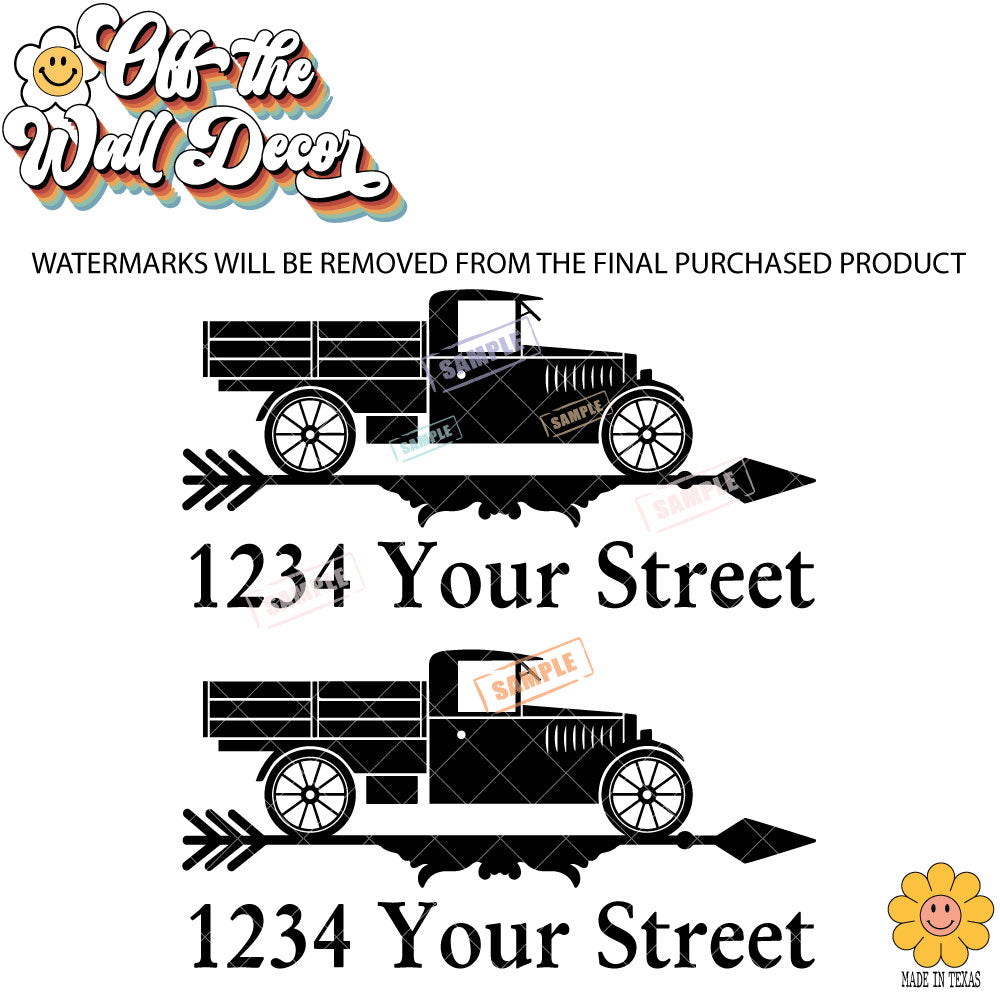 Antique Truck | Personalized Mailbox Address Decal - Customized Vinyl Sticker for Mailboxes Outdoor