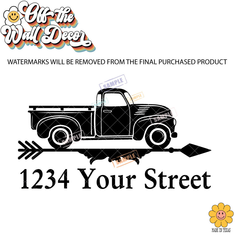 Antique Truck | Personalized Mailbox Address Decal - Customized Vinyl Sticker for Mailboxes Outdoor