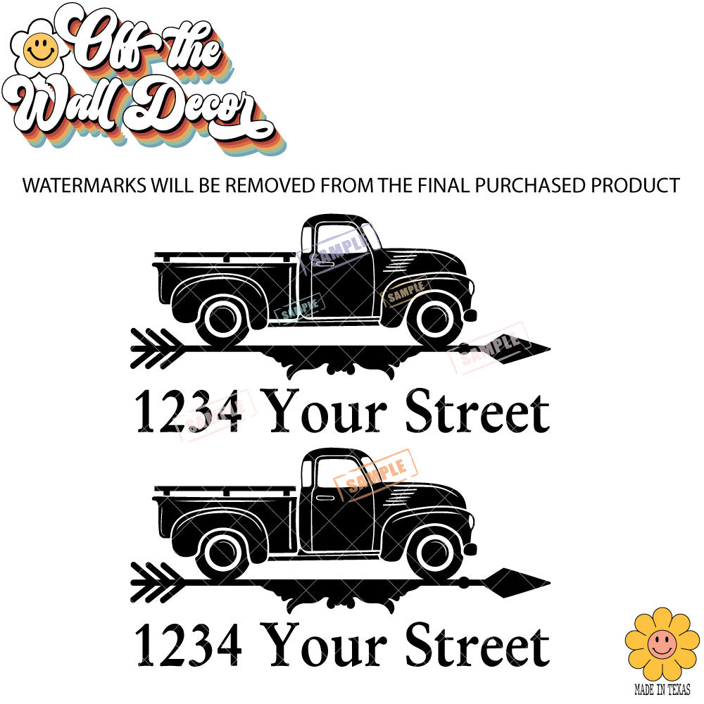 Antique Truck | Personalized Mailbox Address Decal - Customized Vinyl Sticker for Mailboxes Outdoor
