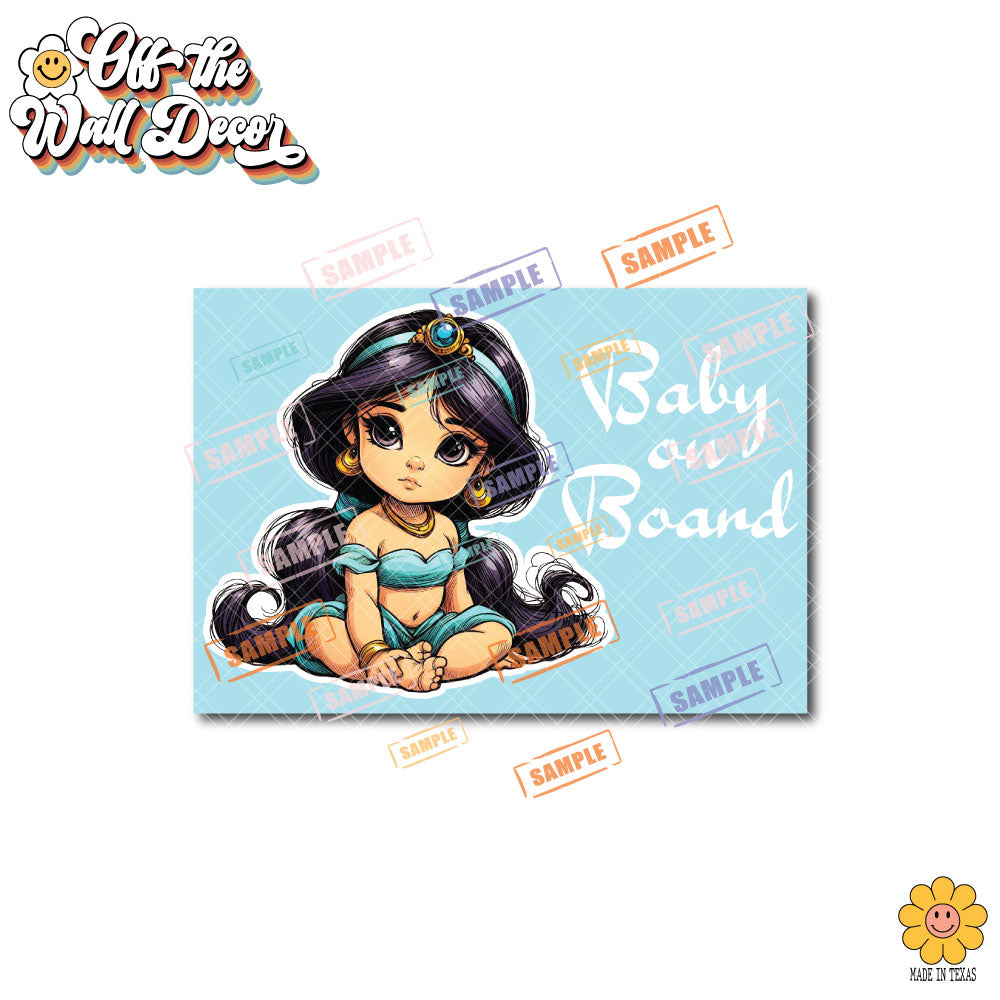 Baby Princess Jasmine | Baby on Board | Suction Cup Sign, Magnet OR Vinyl Decal Sticker