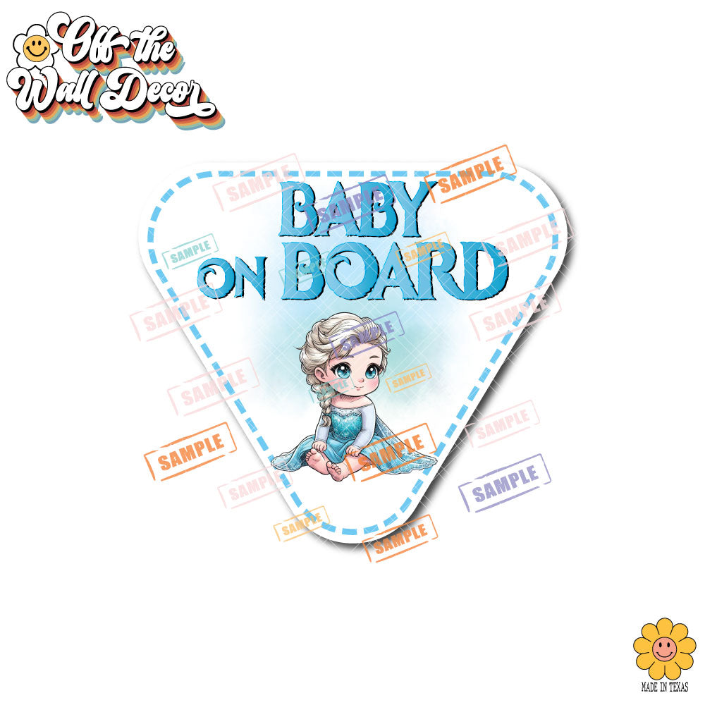 Little Princess Elsa | Baby on Board | Suction Cup Sign, Magnet OR Vinyl Decal Sticker