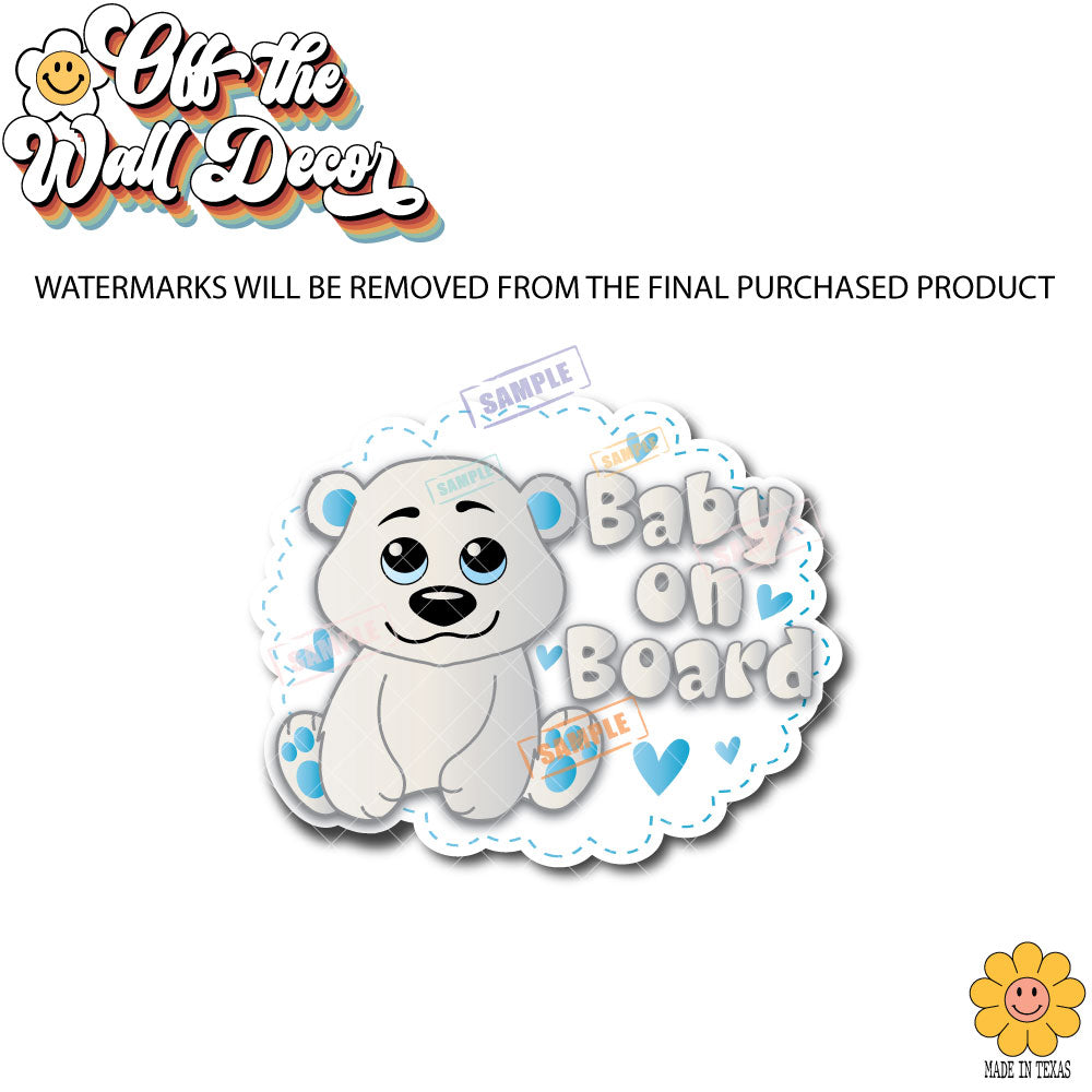 Polar Bear Boy | Baby on Board | Suction Cup Sign, Magnet OR Vinyl Decal Sticker