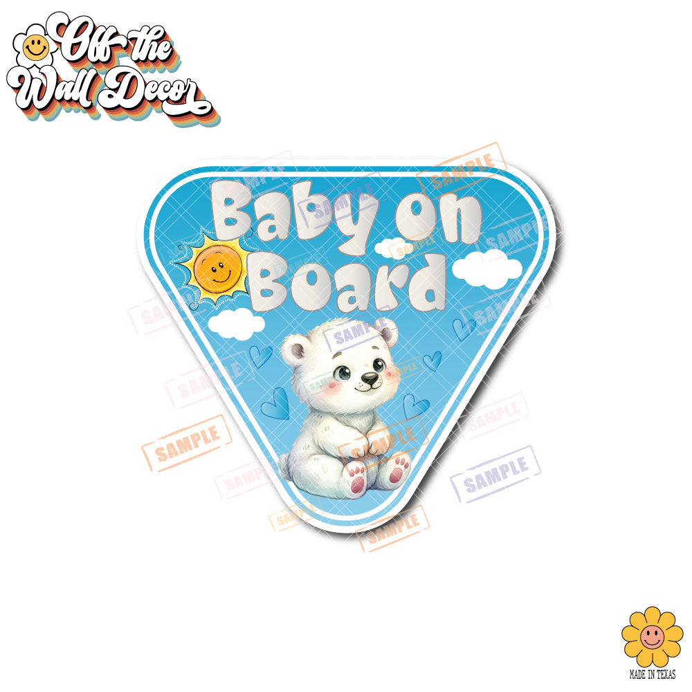 Polar Bear Boy | Baby on Board | Suction Cup Sign, Magnet OR Vinyl Decal Sticker
