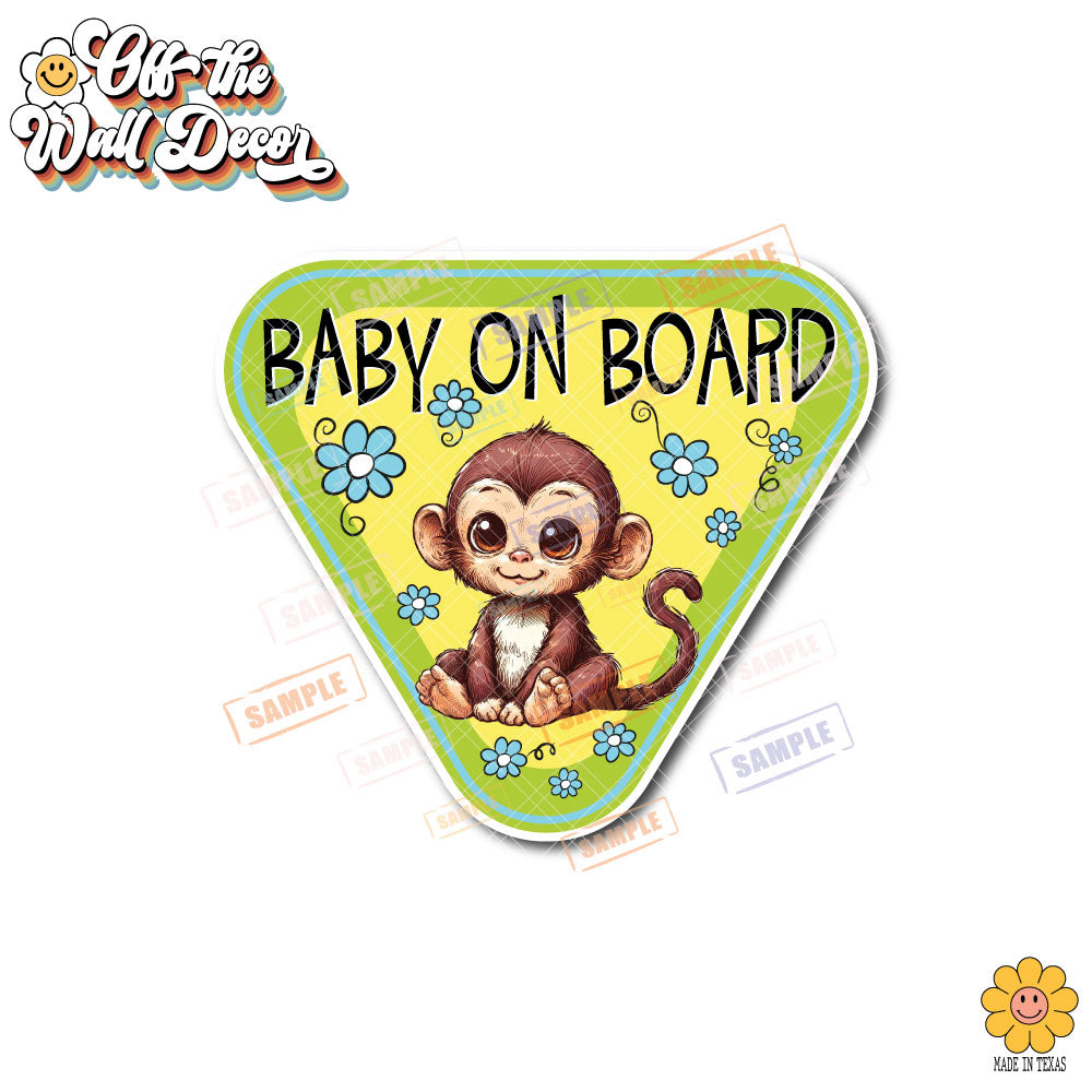 Baby Boy Monkey | Baby on Board | Suction Cup Sign, Magnet OR Vinyl Decal Sticker