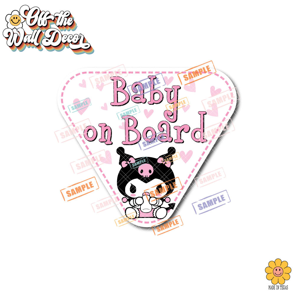 Baby Kuromi | Baby on Board | Suction Cup Sign, Magnet OR Vinyl Decal Sticker