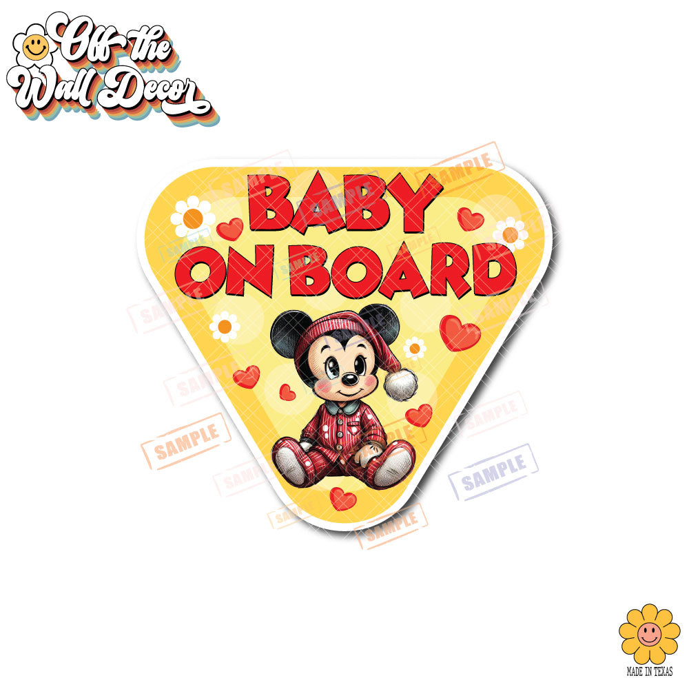 Baby Mickey | Baby on Board | Suction Cup Sign, Magnet OR Vinyl Decal Sticker