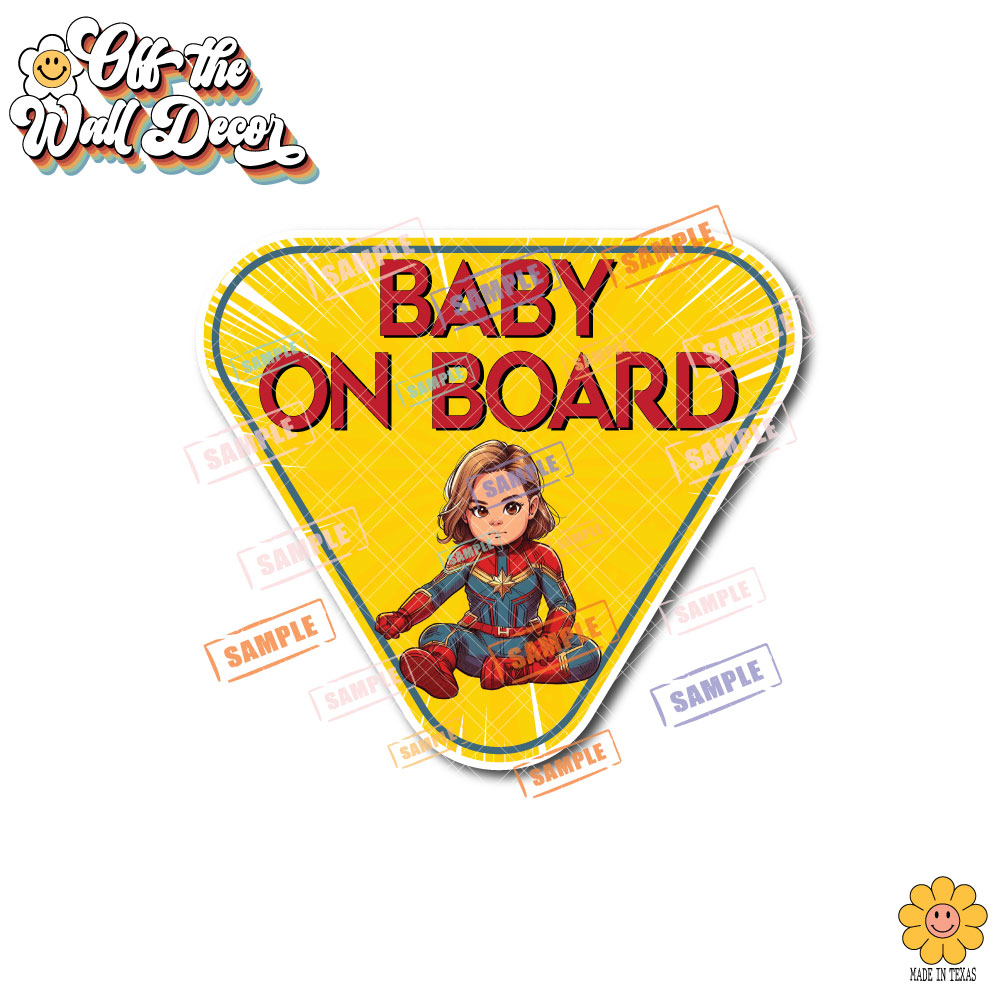 Little Captain Marvel | Baby on Board | Suction Cup Sign, Magnet OR Vinyl Decal Sticker