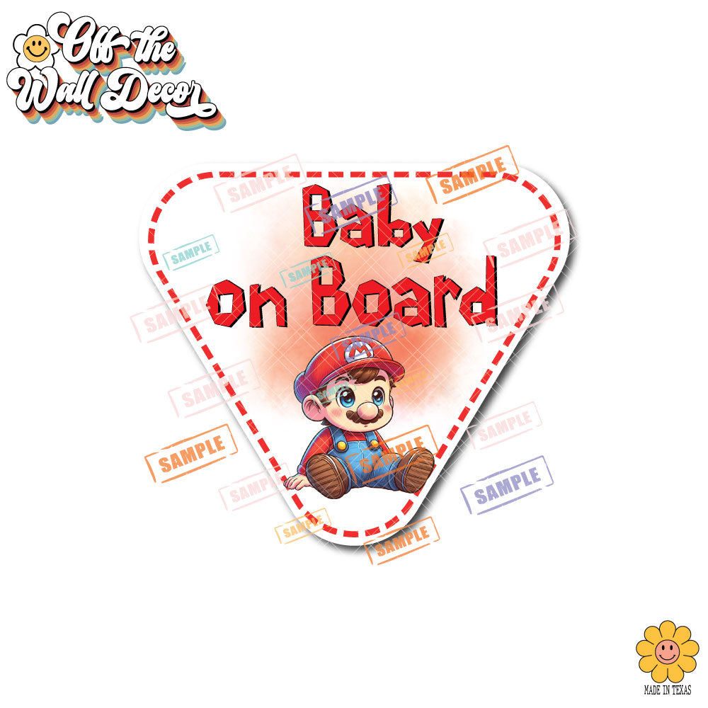 Baby Mario | Baby on Board | Suction Cup Sign, Magnet OR Vinyl Decal Sticker