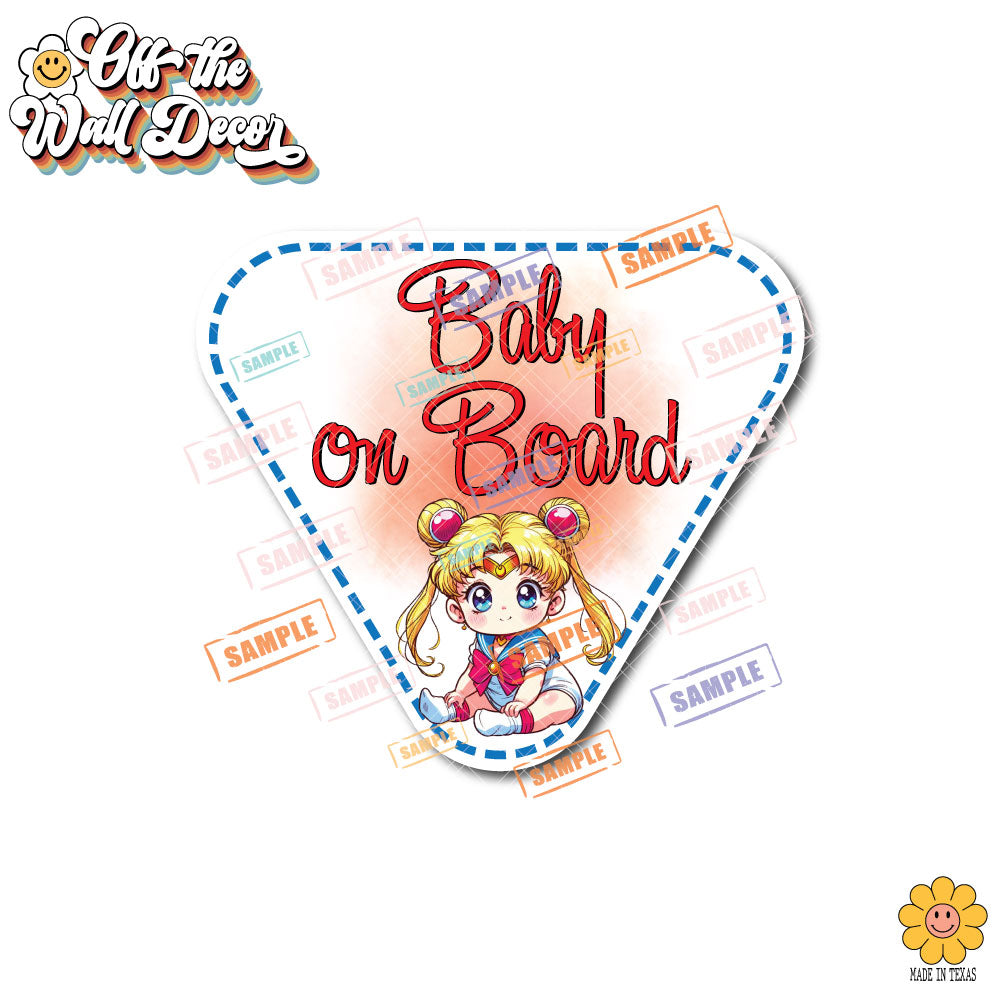 Sailor Moon | Baby on Board | Suction Cup Sign, Magnet OR Vinyl Decal Sticker