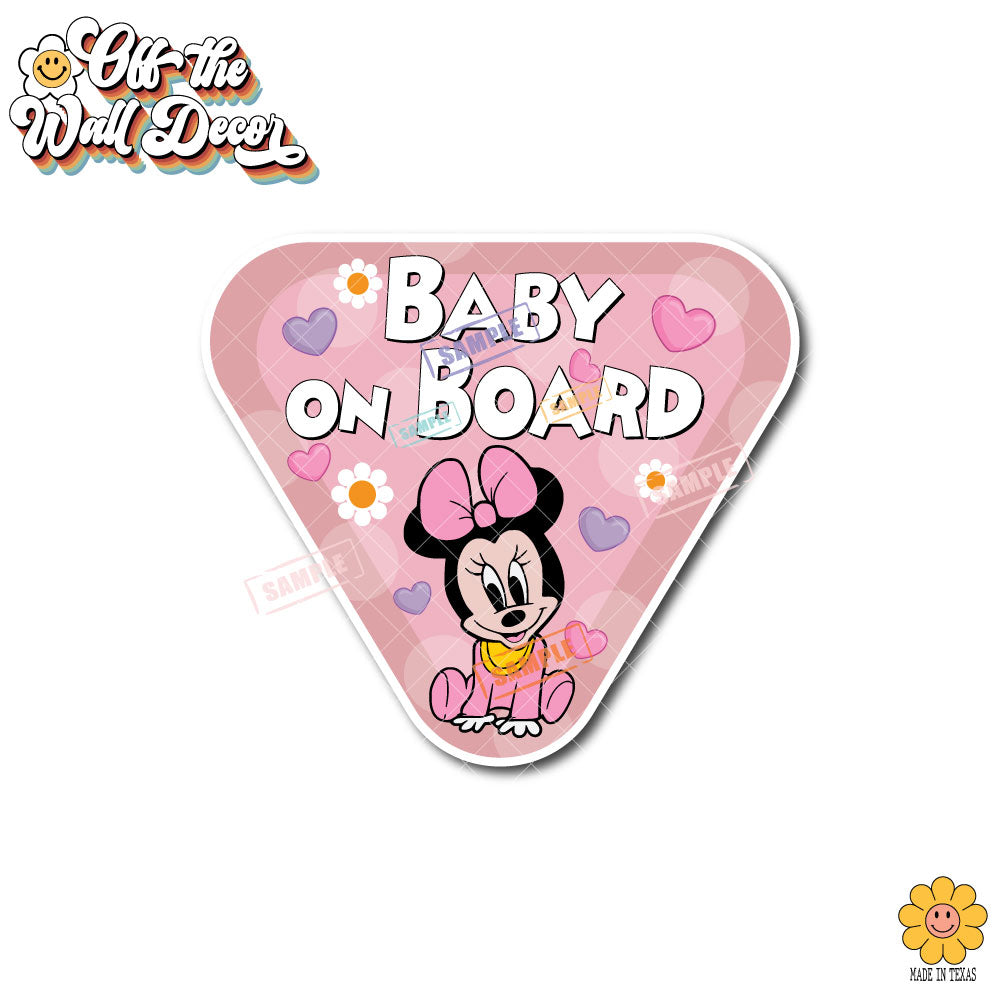 Baby Minnie | Baby on Board | Suction Cup Sign, Magnet OR Vinyl Decal Sticker
