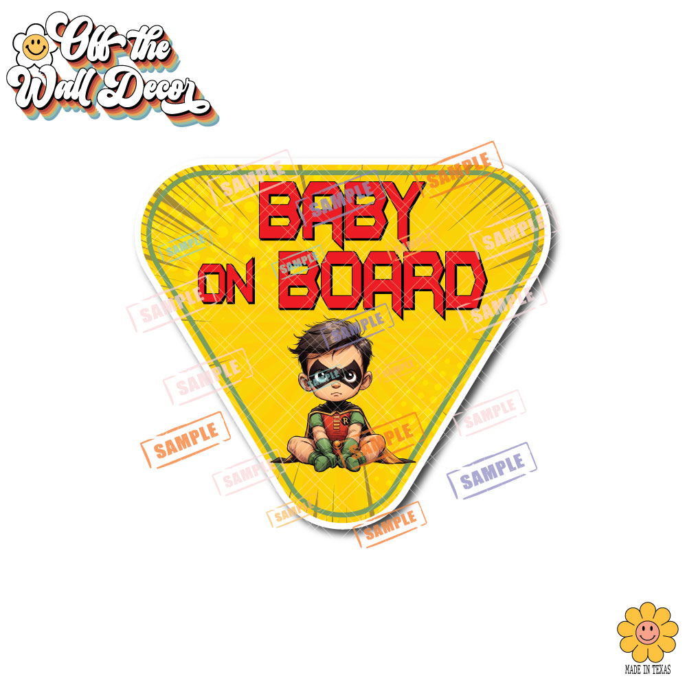 Little Hero Robin | Baby on Board | Suction Cup Sign, Magnet OR Vinyl Decal Sticker