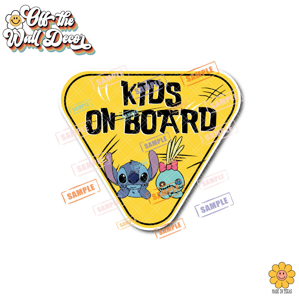 Stitch & Scrump | Kids on Board | Vinyl Decal Sticker