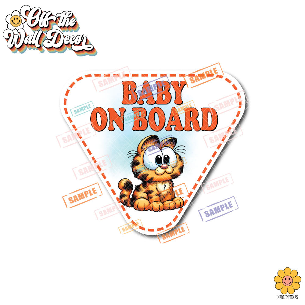 Garfield | Baby on Board | Suction Cup Sign, Magnet OR Vinyl Decal Sticker