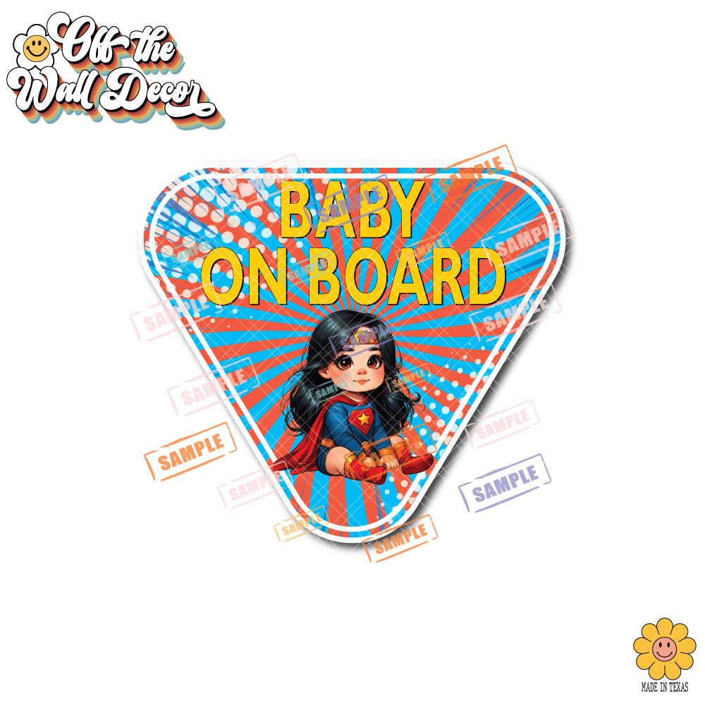 Little Wonder Woman | Baby on Board | Suction Cup Sign, Magnet OR Vinyl Decal Sticker