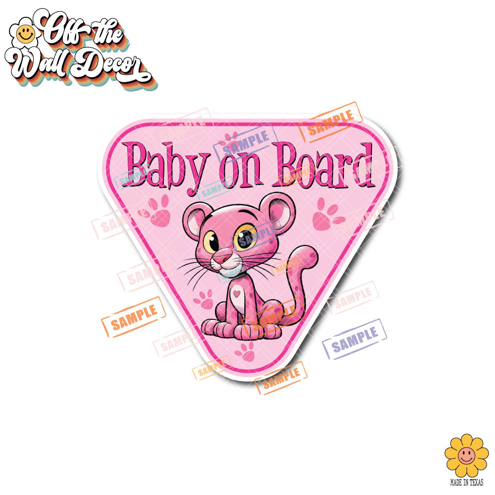 Little Pink Panther | Baby on Board | Suction Cup Sign, Magnet OR Vinyl Decal Sticker