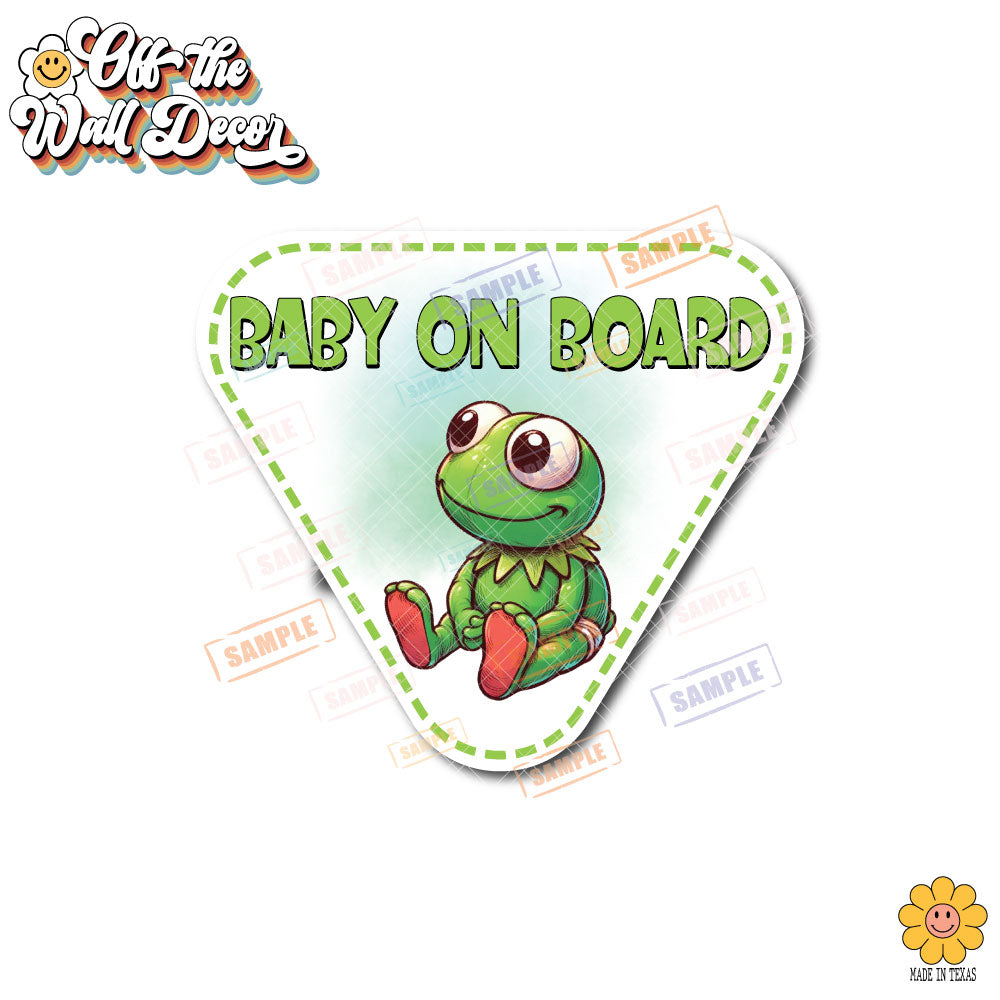 Baby Kermit | Baby on Board | Suction Cup Sign, Magnet OR Vinyl Decal Sticker