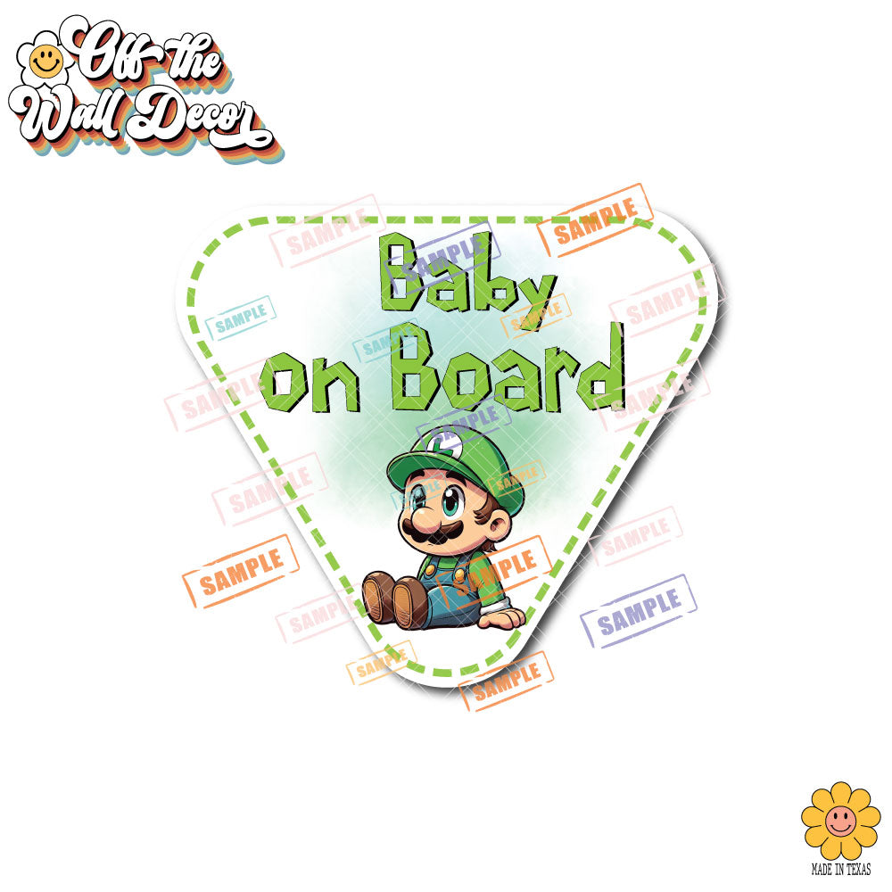 Baby Luigi | Baby on Board | Suction Cup Sign, Magnet OR Vinyl Decal Sticker